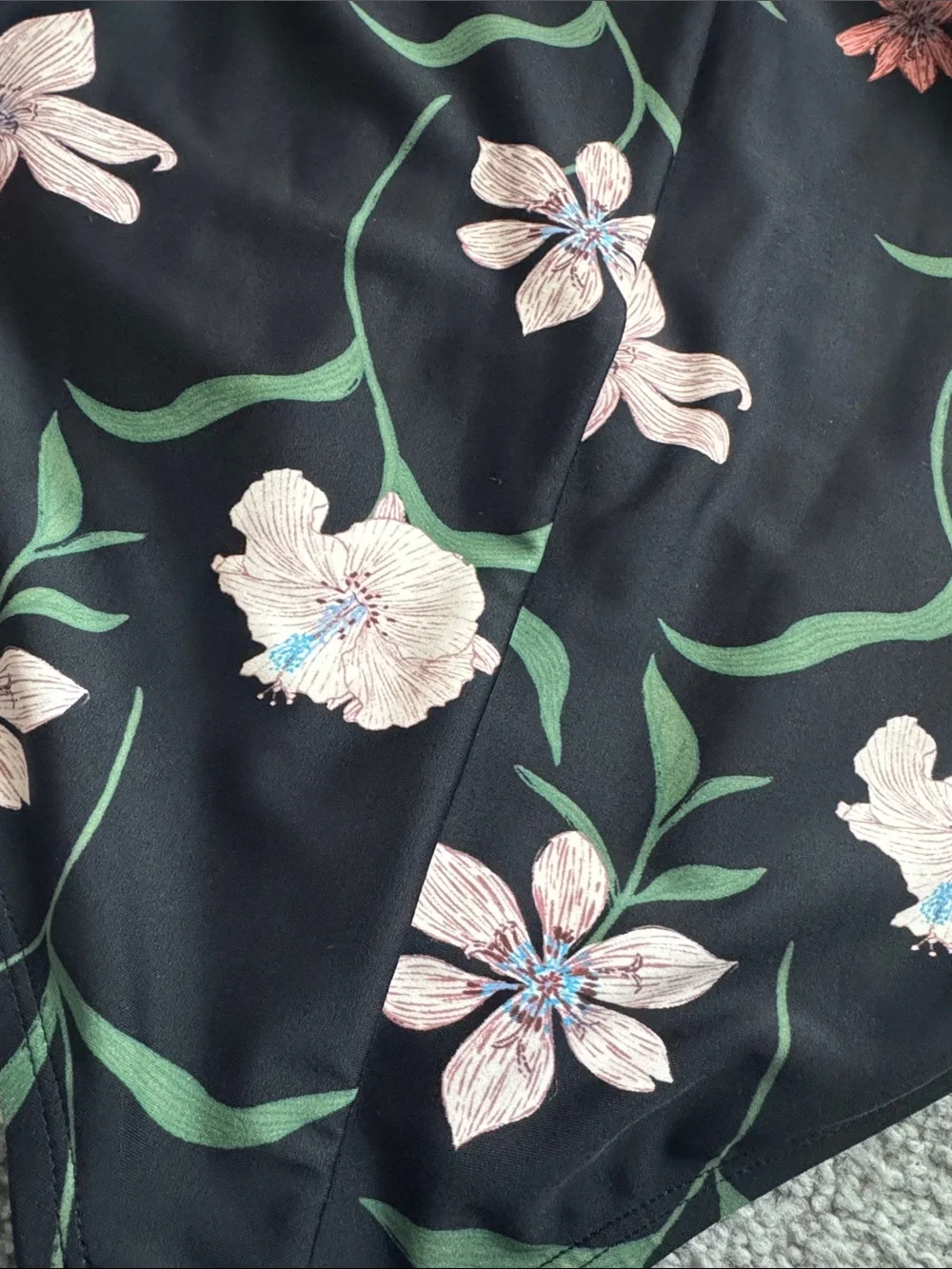Shade & Shore Black Floral Swim Cover Set with Pink and Cream Blooms 2 pc set